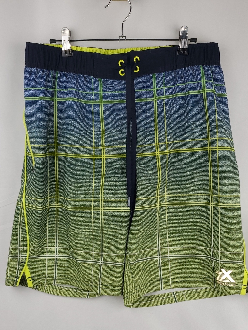Xersion Swim Shorts in Gradient Navy, Blue & Lime Sz Medium